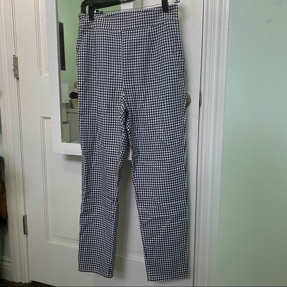Nasty Gal Gingham Black White Tapered Pants